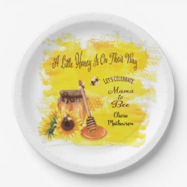 Cute Honey Bee Rustic Greenery Baby shower Papieren Bordje