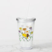 Cute Honey Bee Spring Cosmos Flowers Acryl Drinkbeker (Achterkant)