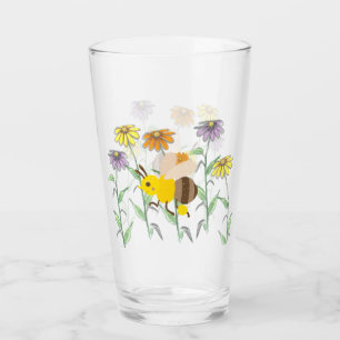 Cute Honey Bee Spring Cosmos Flowers Glas