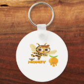 Cute Honey Bee with Dripping Honey Typography Desi Sleutelhanger (Voorkant)