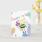Cute Honey Bee with Flowers Happy Bee Day Birthday Kaart (Gele Bloem)