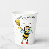 Cute Honey Bee with Heart & Confetti Birthday Papieren Bekers (Achterkant)