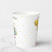 Cute Honey Bee with Heart & Confetti Birthday Papieren Bekers (Links)