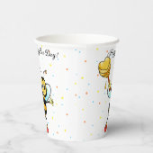 Cute Honey Bee with Heart & Confetti Birthday Papieren Bekers (Rechts)