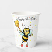 Cute Honey Bee with Heart & Confetti Birthday Papieren Bekers (Voorkant)
