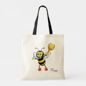 Cute Honey Bee with Heart & Editable Happy Text Tote Bag (Achterkant)