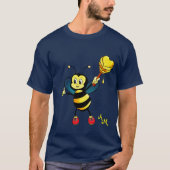 Cute Honey Bee with Heart & Monogram T-shirt (Voorkant)