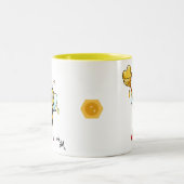 Cute Honey Bee with Heart & Monogram Tweekleurige Koffiemok (Center)