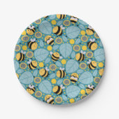 Cute Honey Bee Wrapping Paper Set of 3 Napkins Papieren Bordje (Voorkant)