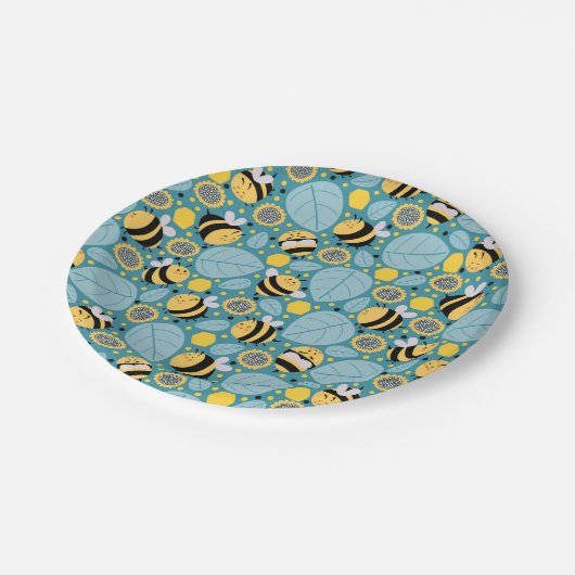 Cute Honey Bee Wrapping Paper Set of 3 Napkins Papieren Bordje (Gekanteld)