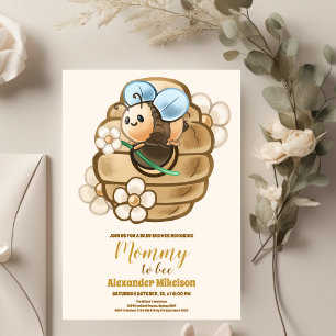 Cute Honey Bee Yellow Floral Greeneral Baby shower Kaart