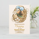 Cute Honey Bee Yellow Floral Greeneral Baby shower Kaart (Staand voorkant)