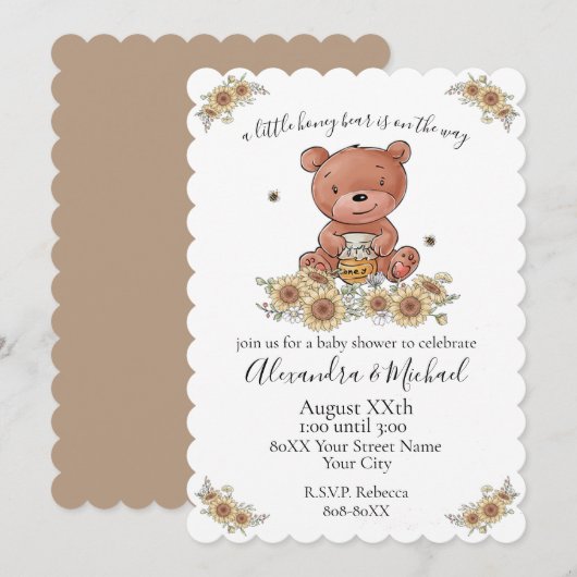 Cute Honey Beer Baby met bijen en bloemen Kaart (Voorkant / Achterkant)