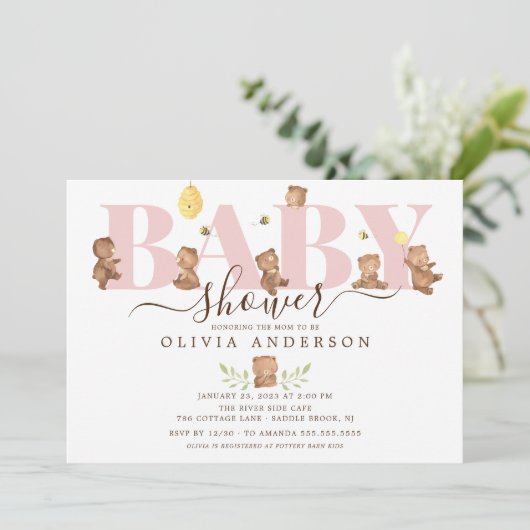 Cute Honey Beer Baby shower Kaart (Staand voorkant)