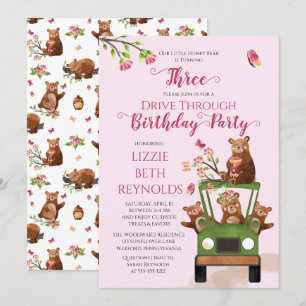 Cute Honey Beer Drive Thru Girl 3e verjaardag Kaart