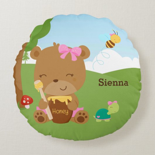 Cute honey beer rond kussen (Voorkant)
