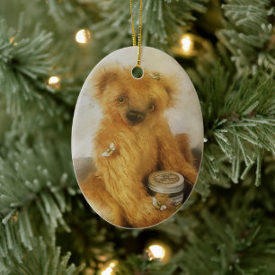 Cute Honey Beer Teddy Personalized Keramisch Ornament