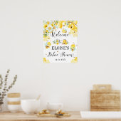 Cute Honey Bees Baby shower Floral Welcome Sign Poster (Keuken)