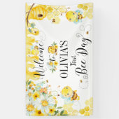 Cute Honey Bees Eerste 1e 2e Verjaardag Achtergron Spandoek (Verticaal)