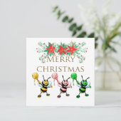 Cute Honey Bees Gold Merry kerst (Staand voorkant)