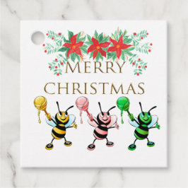 Cute Honey Bees Gold Merry kerst Bedankjes Labels