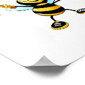 Cute Honey Bees Gold Merry kerst Poster (Hoek)