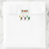 Cute Honey Bees Gold Merry kerst Vierkante Sticker (Tas)
