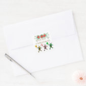 Cute Honey Bees Gold Merry kerst Vierkante Sticker (Envelop)