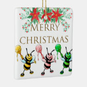Cute Honey Bees Gold Merry kerstversier Keramisch Ornament (Rechts)