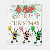 Cute Honey Bees Gold Merry kerstversier Keramisch Ornament (Links)