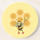 Cute Honey Bumble Bee & Honeycomb on Yellow Zandsteen Onderzetter (Voorkant)
