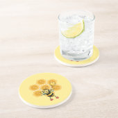 Cute Honey Bumble Bee & Honeycomb on Yellow Zandsteen Onderzetter (Zijkant)