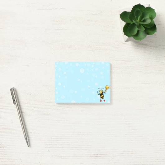 Cute Honey Bumblebee op Light Blue Post-it Notes (Kantoor)