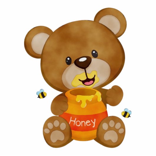 Cute Honey Bumblebee Teddy Bear Baby shower Staand Fotobeeldje (Voorkant)