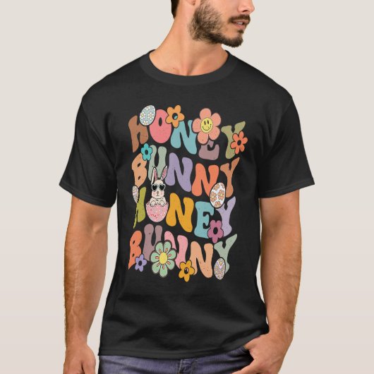Cute Honey Bunny Retro Easter Day Couple Husband W T-shirt (Voorkant)
