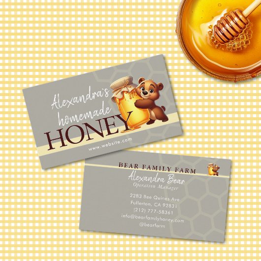 Cute Honey Happy Teddybeer Pot Honingraat Visitekaartje