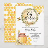 Cute Honey Sweet as Can Bee Baby shower Invitation Kaart (Voorkant / Achterkant)
