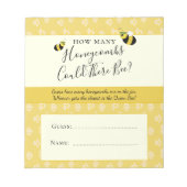 Cute Honeybee Baby shower Honeycombi Guessing Game Notitieblok (Voorkant)