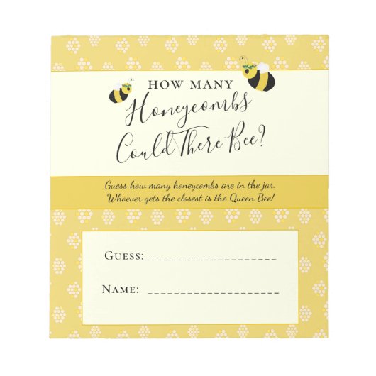 Cute Honeybee Baby shower Honeycombi Guessing Game Notitieblok (Voorkant)