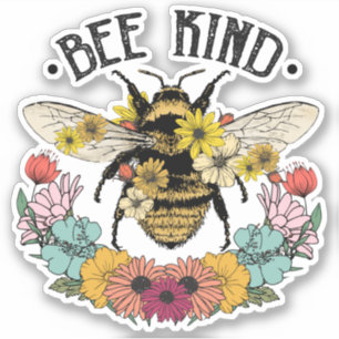 Cute Honeybee Flowers Bee Sind Sticker