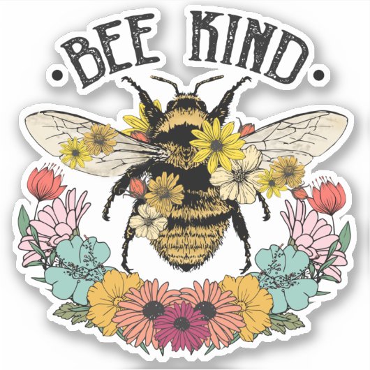 Cute Honeybee Flowers Bee Sind Sticker (Voorkant)