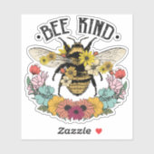 Cute Honeybee Flowers Bee Sind Sticker (Vel)