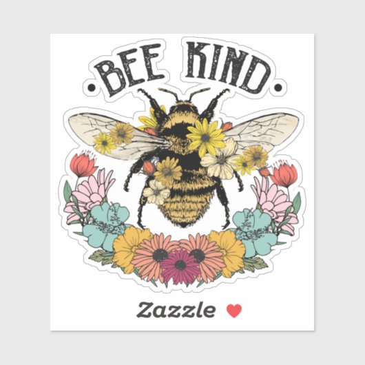 Cute Honeybee Flowers Bee Sind Sticker (Vel)