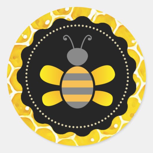 Cute Honeybee Honeycomb Black and Yellow Stickers (Voorkant)