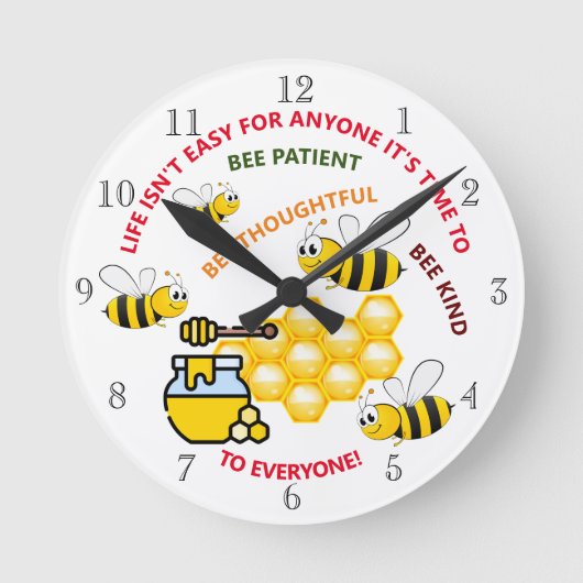 Cute Honeybee, leuk design motivatie slogan Ronde Klok (Voorkant)