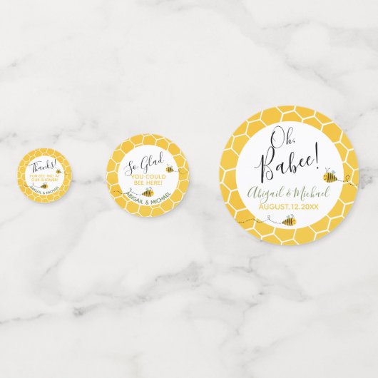 Cute Honeycomb en Waterverf Bijen Baby shower Confetti (Voorkanten)