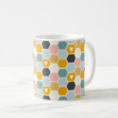 Cute Honeycomb Happy Funny Bee Heart Love Pattern Koffiemok (Voorkant rechts)