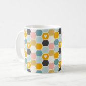 Cute Honeycomb Happy Funny Bee Heart Love Pattern Koffiemok (Voorkant links)