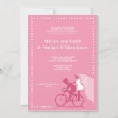 CUTE Honeysuckle Bicycle Couple Wedding Invitation Kaart (Voorkant)