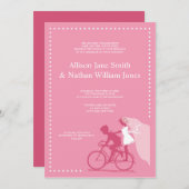 CUTE Honeysuckle Bicycle Couple Wedding Invitation Kaart (Voorkant / Achterkant)